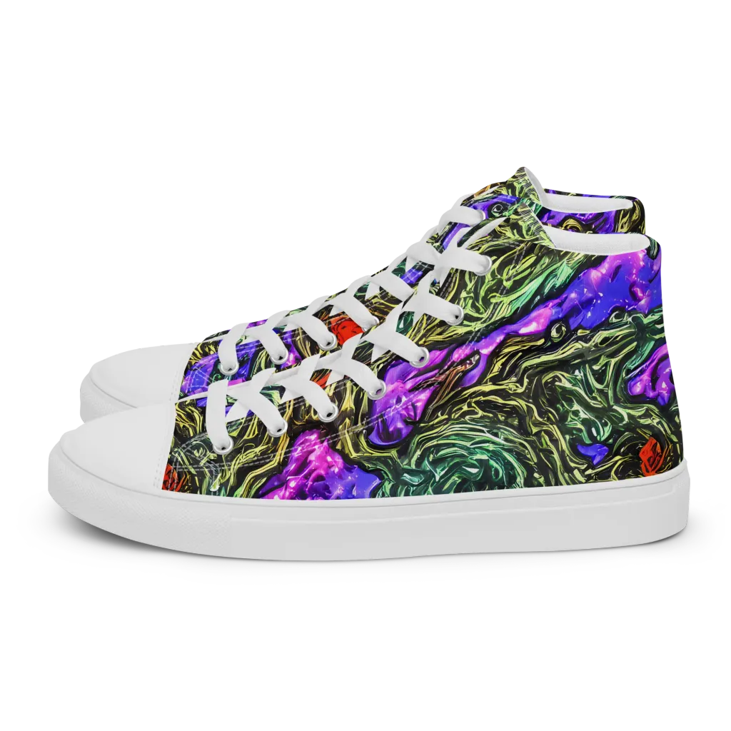 Violet Inferno on Women's High Top Canvas Shoes — Left