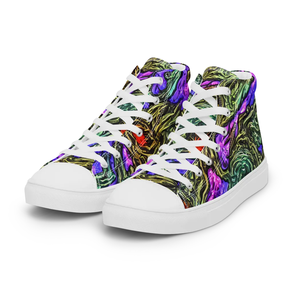 Violet Inferno on Women's High Top Canvas Shoes — Left Front