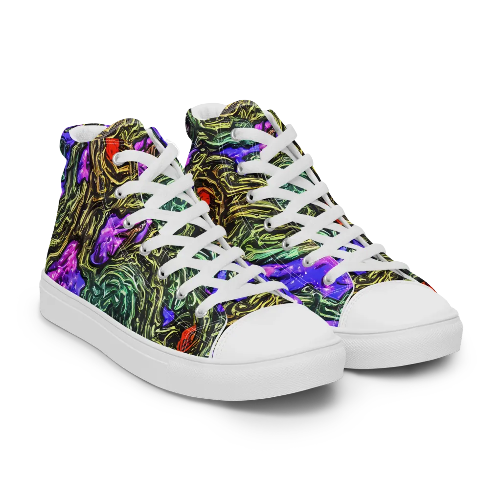 Violet Inferno on Women's High Top Canvas Shoes — Right Front