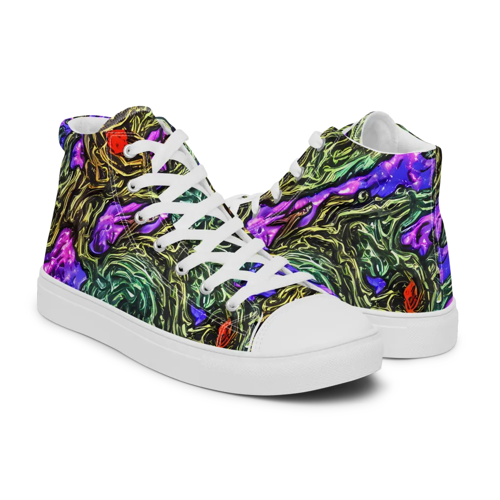 Violet Inferno on Women's High Top Canvas Shoes — Right