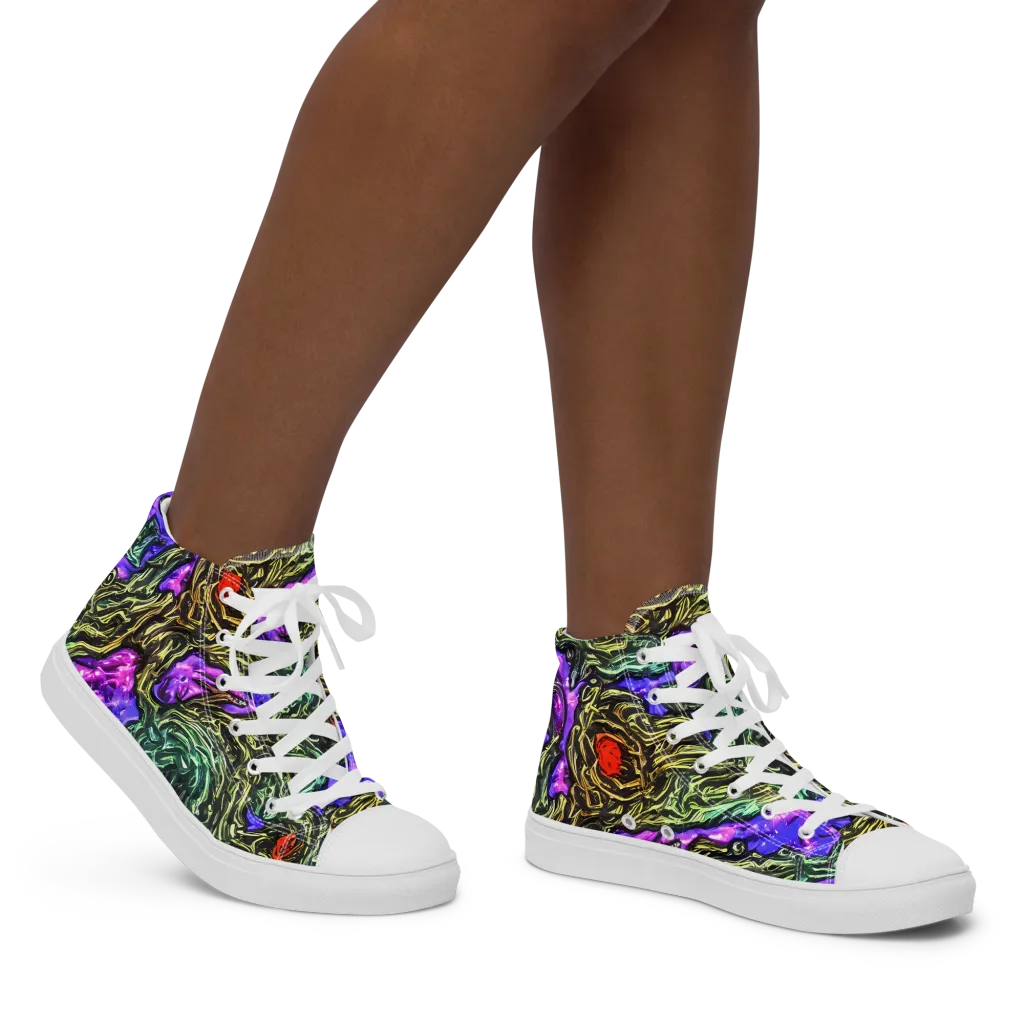 Violet Inferno on Women's High Top Canvas Shoes — Right