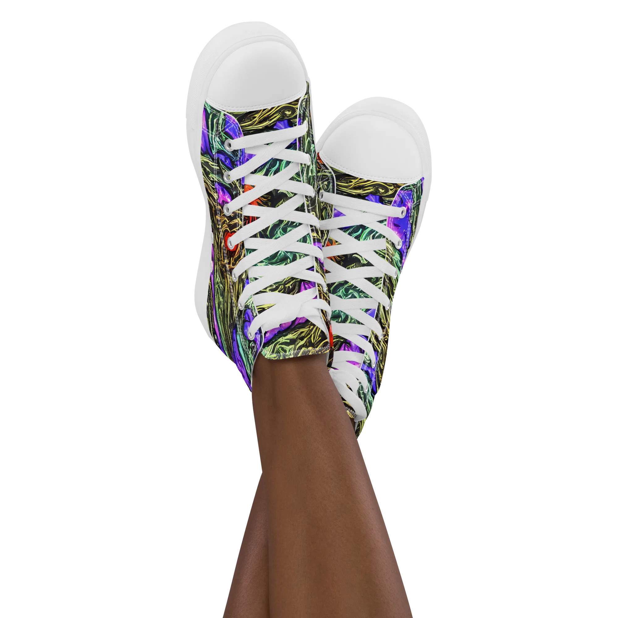 Violet Inferno on Women's High Top Canvas Shoes — Front