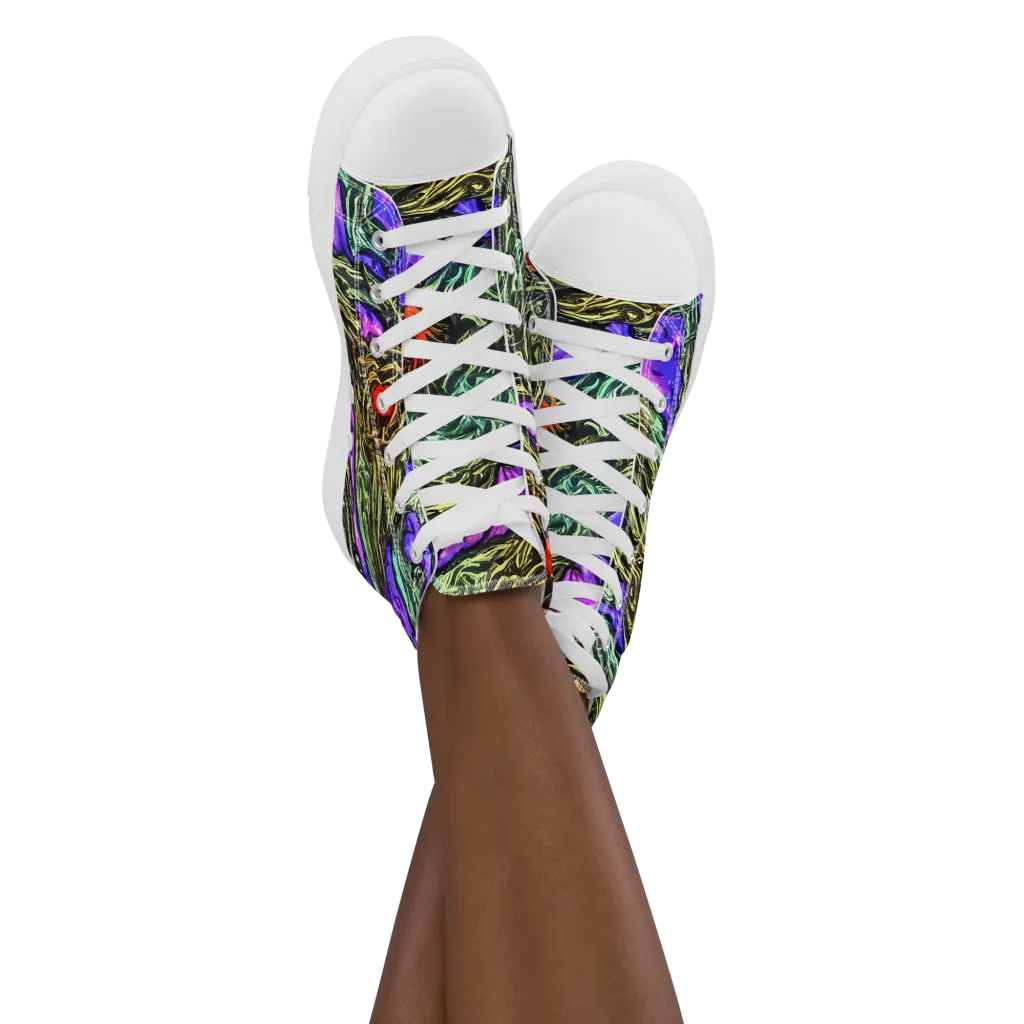 Violet Inferno on Women's High Top Canvas Shoes — Front