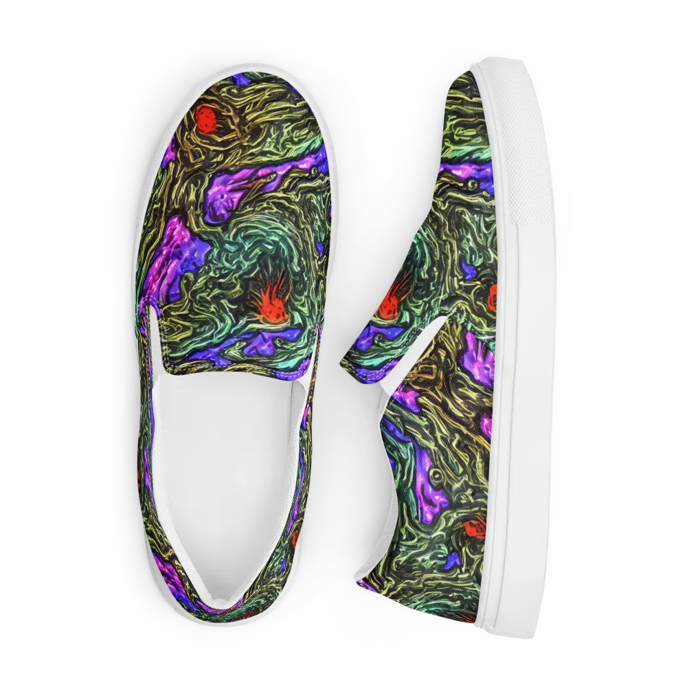 Violet Inferno on Men's Slip-On Canvas Shoes — Front