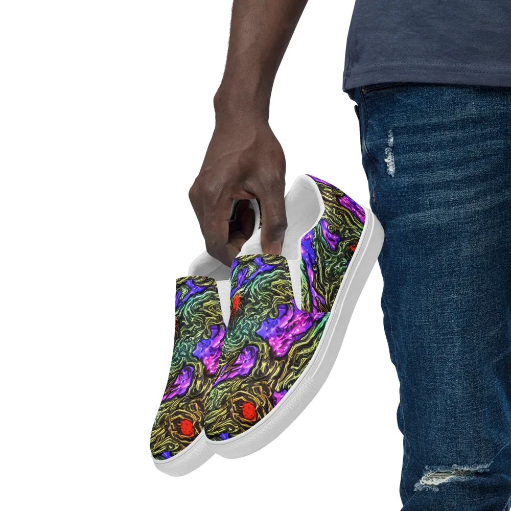 Violet Inferno on Men's Slip-On Canvas Shoes — Left Front