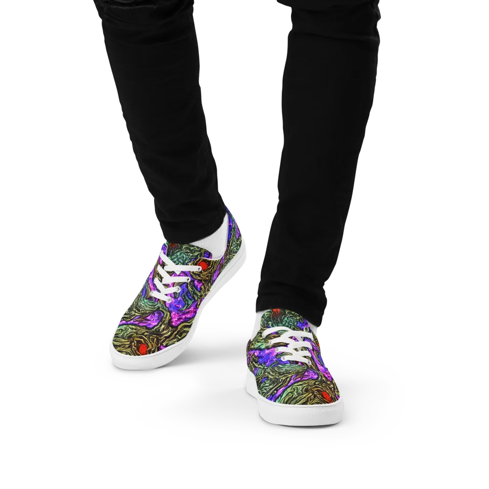 Violet Inferno on Men's Lace-Up Canvas Shoes — Front