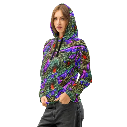 Violet Inferno on a Cotton Hoodie