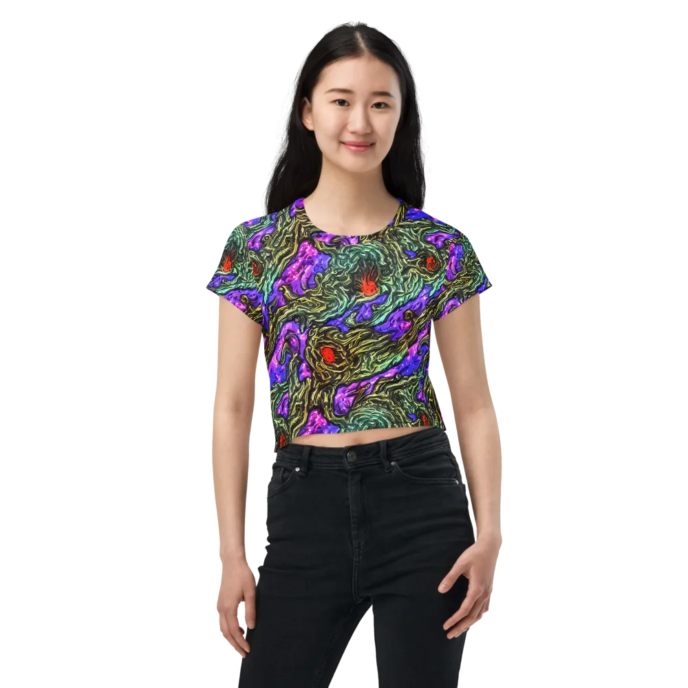 Violet Inferno on Crop Tee — Front