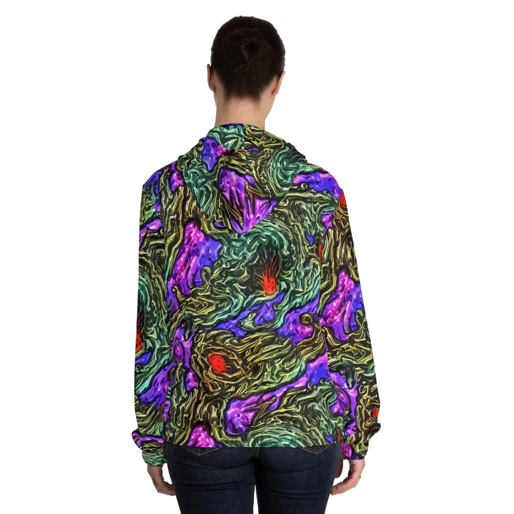 Violet Inferno on Women's Full-Zip Hoodie — Back On Person
