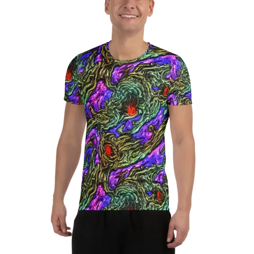 Violet Inferno on a Men's Athletic T-Shirt