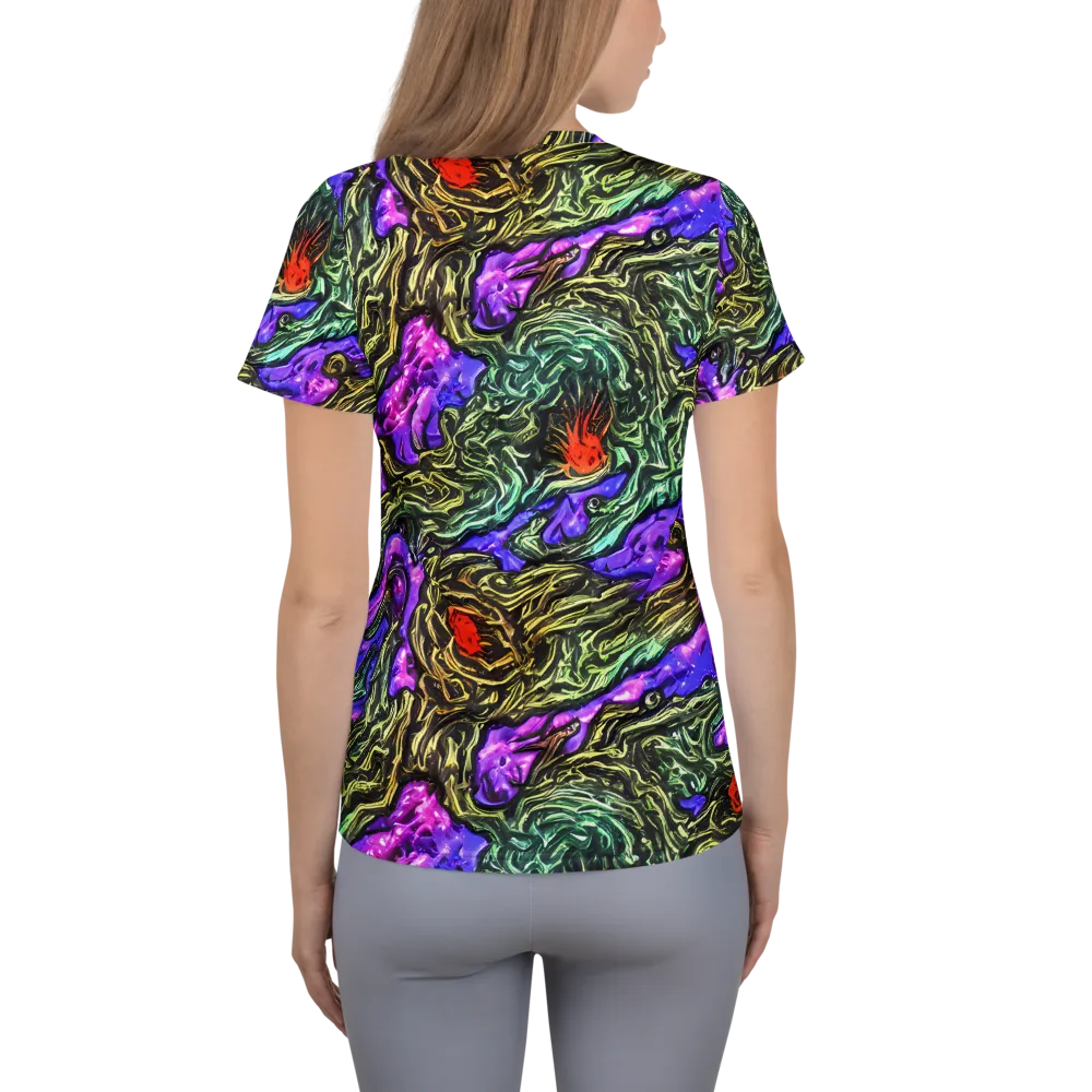 Violet Inferno on Women's Athletic T-Shirt — Back