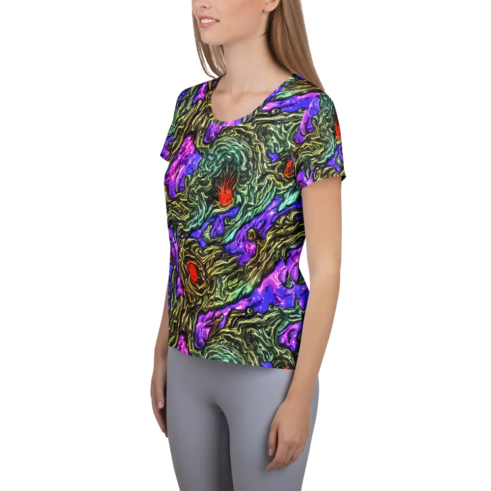 Violet Inferno on Women's Athletic T-Shirt — Left