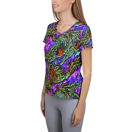 Violet Inferno on a Women's Athletic T-Shirt