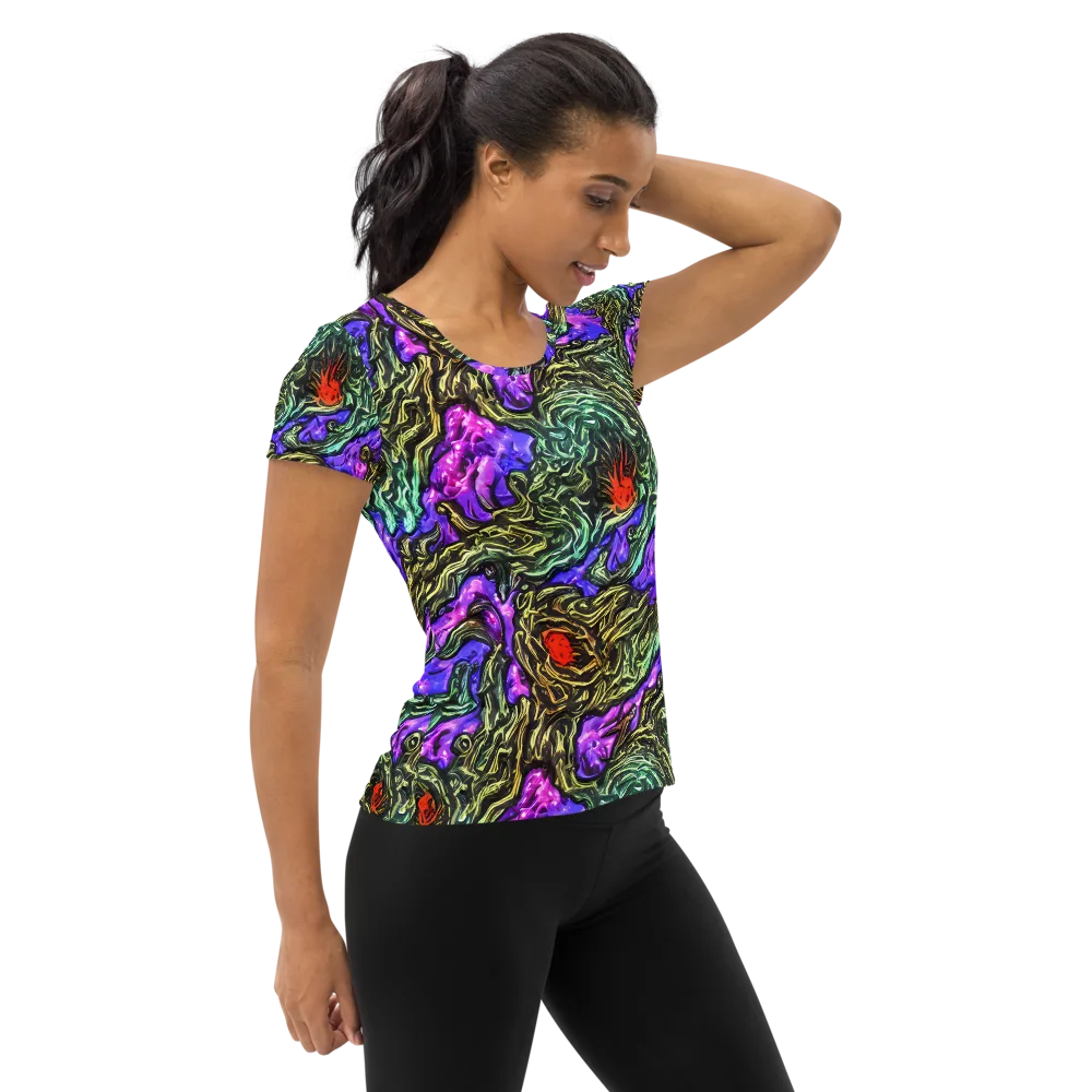 Violet Inferno on Women's Athletic T-Shirt — Right