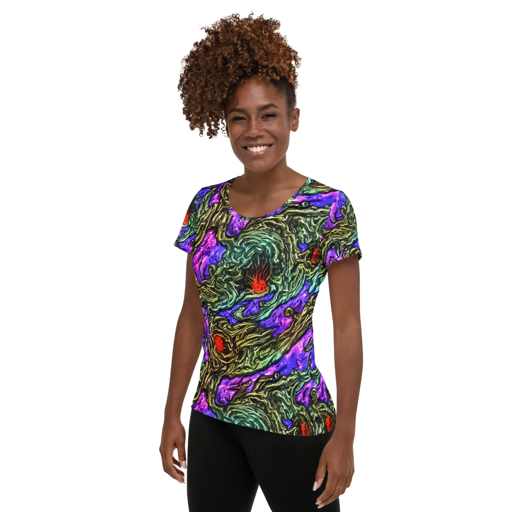 Violet Inferno on Women's Athletic T-Shirt — Left