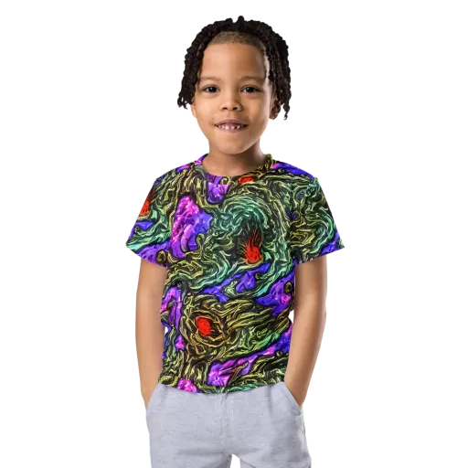 Violet Inferno on a Kids Crew Neck T-Shirt