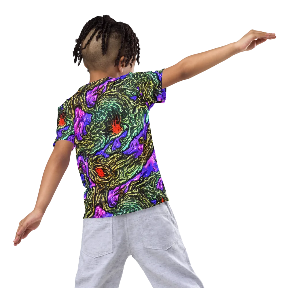 Violet Inferno on Kids Crew Neck T-Shirt — Back