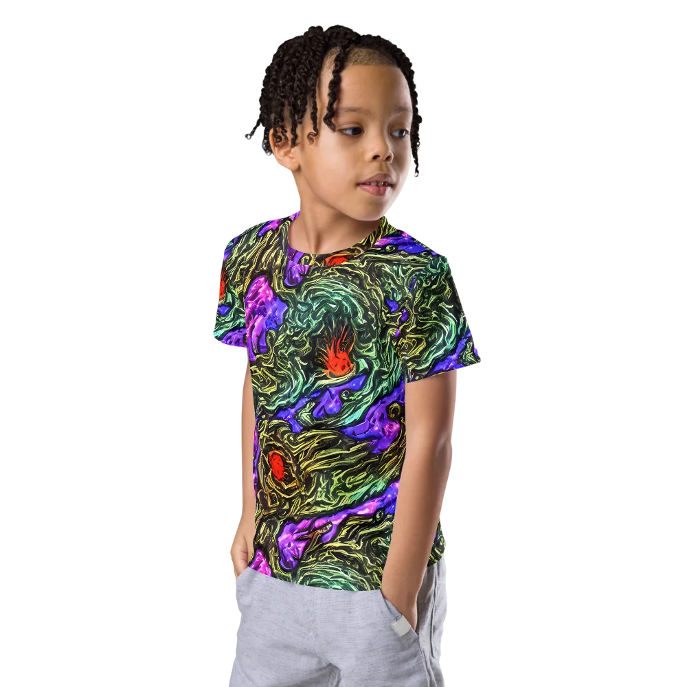 Violet Inferno on Kids Crew Neck T-Shirt — Left Front