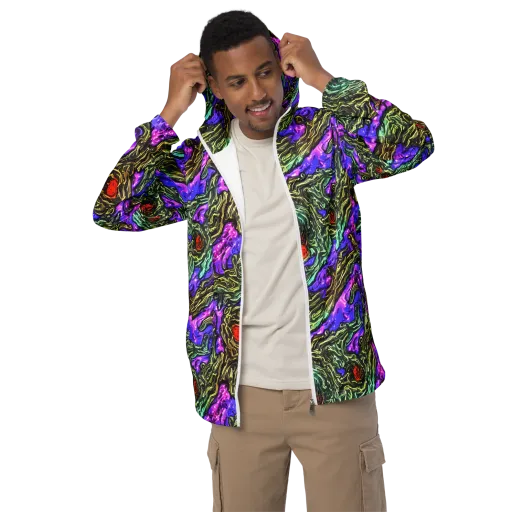 Violet Inferno on a Men's Windbreaker
