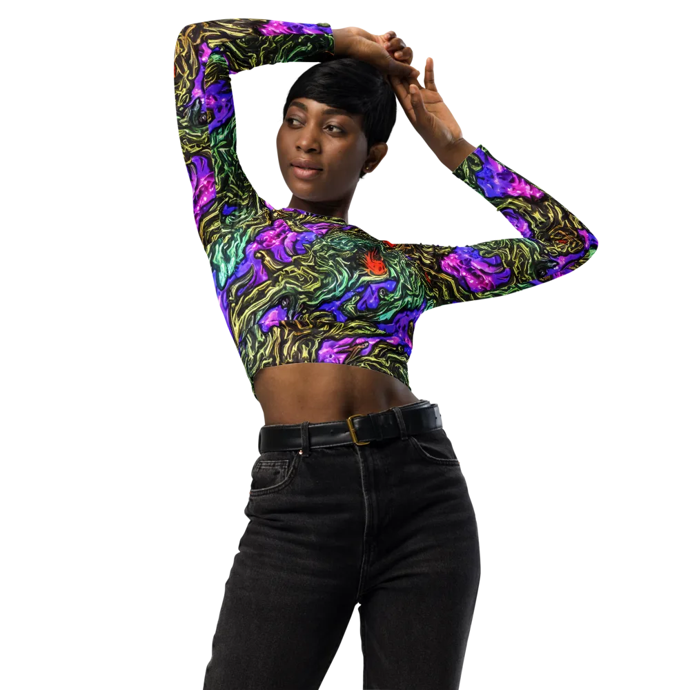 Violet Inferno on Long Sleeve Crop Top — Front