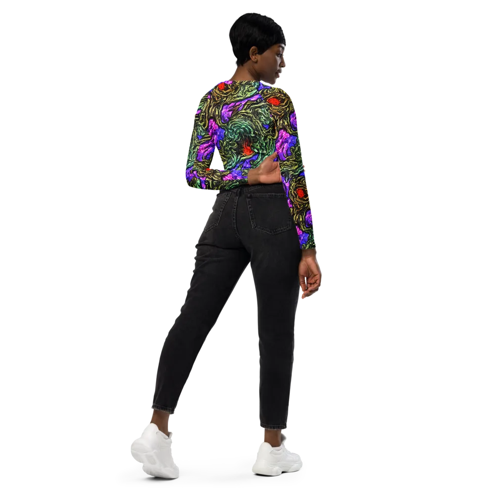 Violet Inferno on Long Sleeve Crop Top — Right Back
