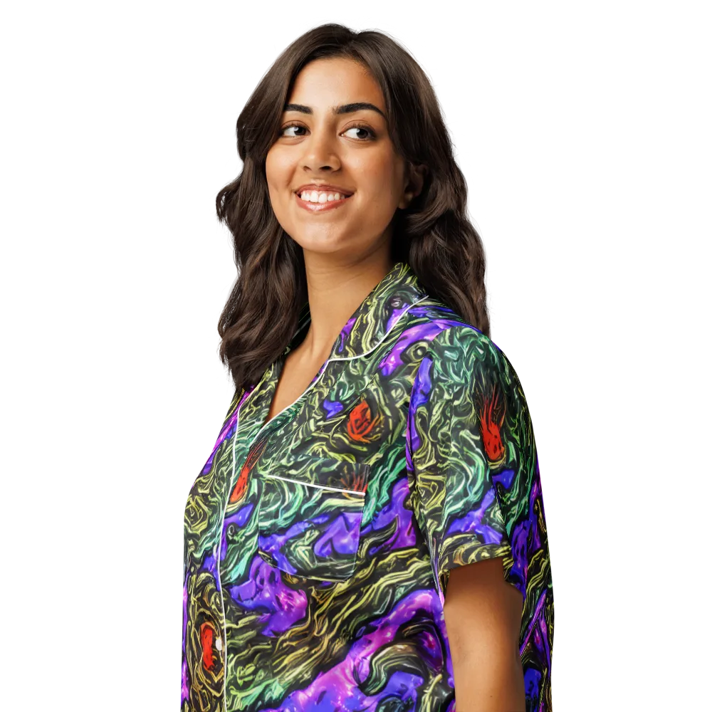 Violet Inferno on Women's Short Sleeve Pajama Top — Left Front