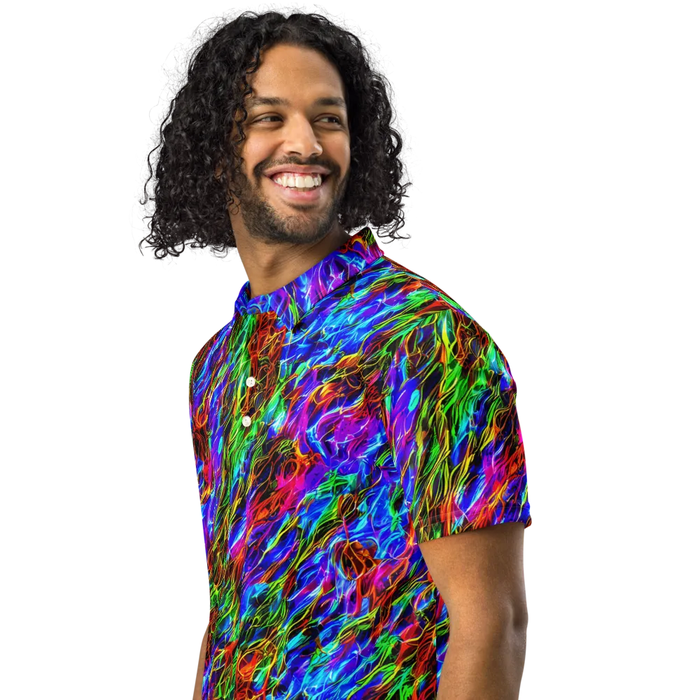 Chromatic Inferno on Men's Slim Fit Polo Shirt — Left Front