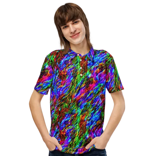 Chromatic Inferno on a Men's Slim Fit Polo Shirt