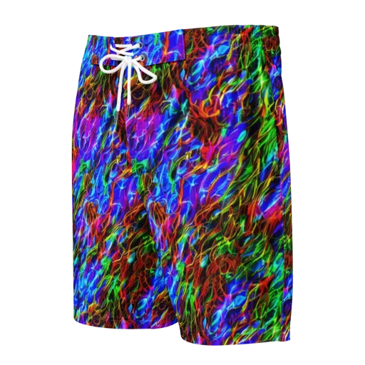 Chromatic Inferno on a Men's Board Shorts