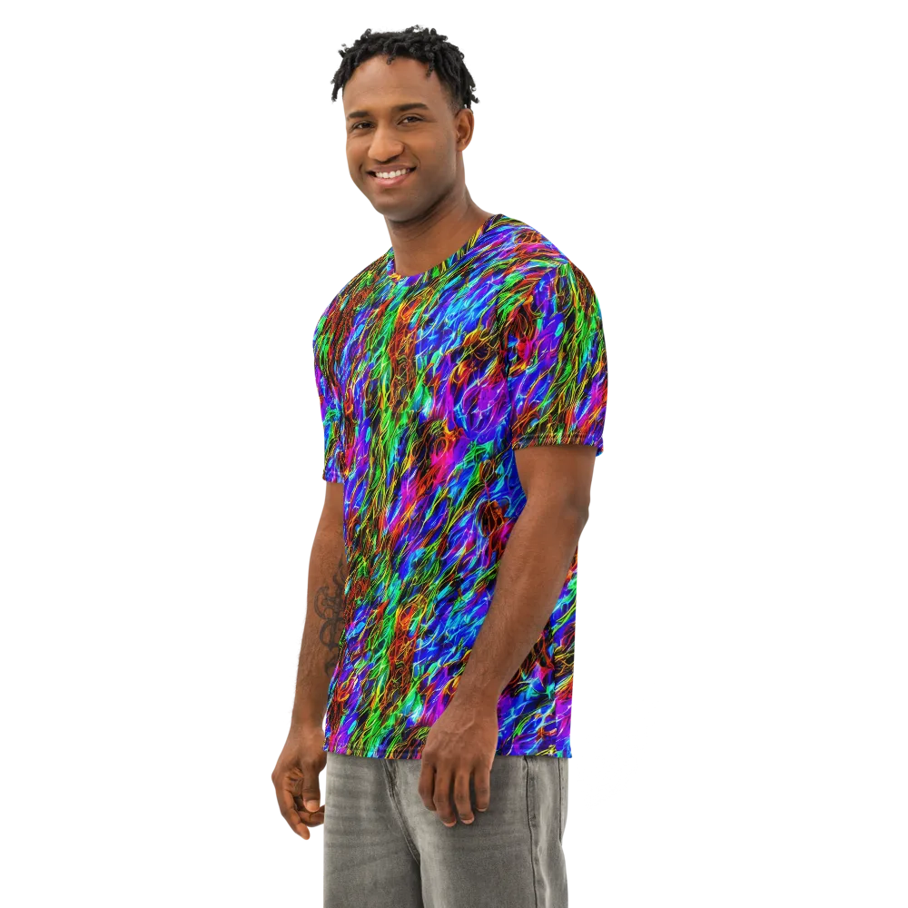 Chromatic Inferno on Men's Cotton Crew Neck T-Shirt — Left Front