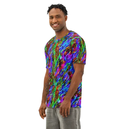 Chromatic Inferno on a Men's Cotton Crew Neck T-Shirt