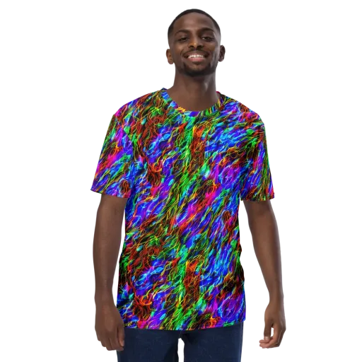 Chromatic Inferno on a Men's Crew Neck T-Shirt