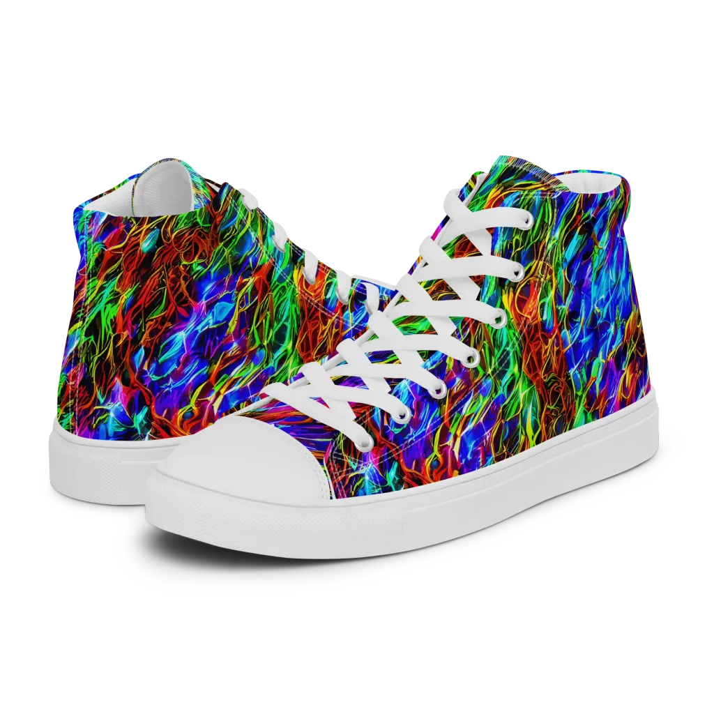 Chromatic Inferno on Men's High Top Canvas Shoes — Left