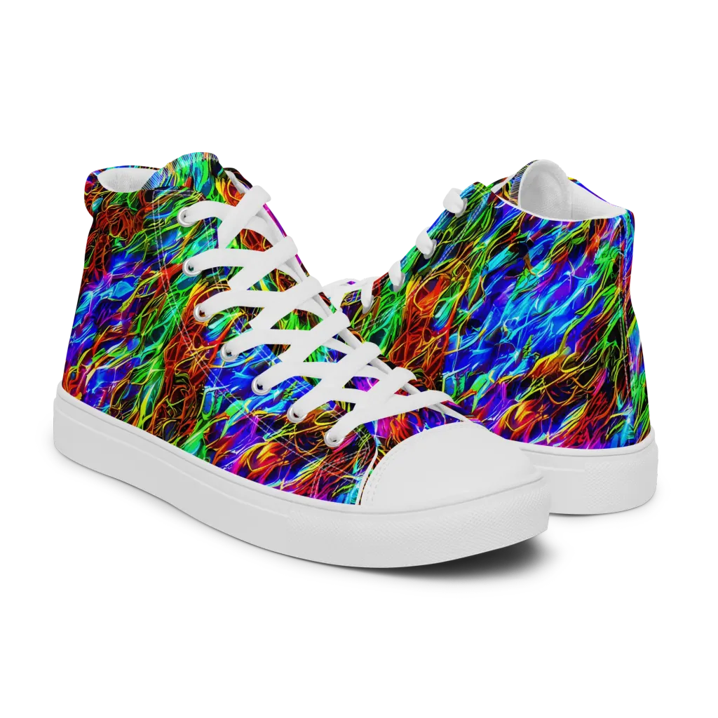 Chromatic Inferno on Men's High Top Canvas Shoes — Right