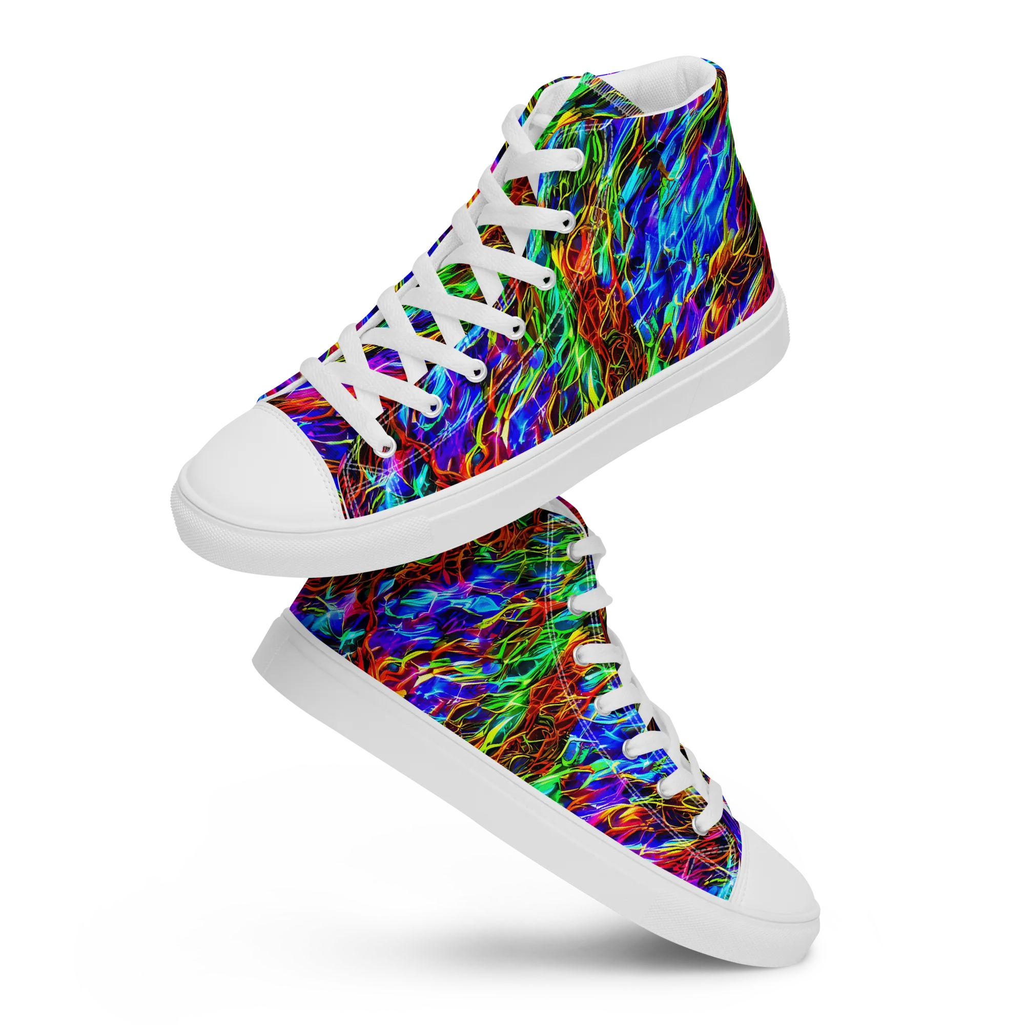 Chromatic Inferno on Men's High Top Canvas Shoes — Front