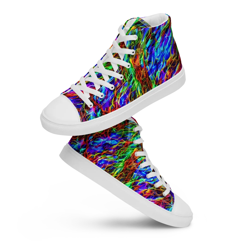 Chromatic Inferno on Men's High Top Canvas Shoes — Front
