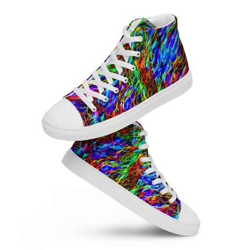 Chromatic Inferno on a Men's High Top Canvas Shoes