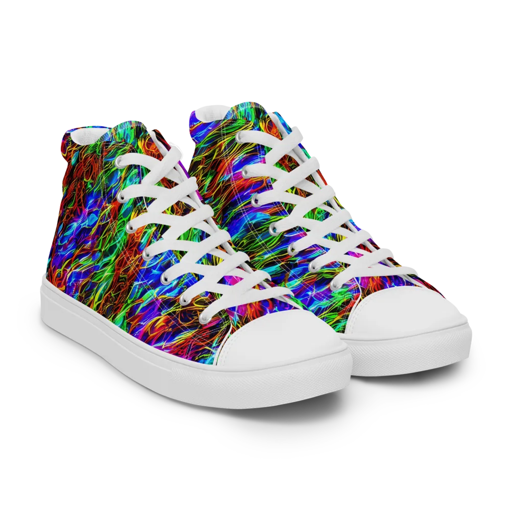 Chromatic Inferno on Women's High Top Canvas Shoes — Right Front