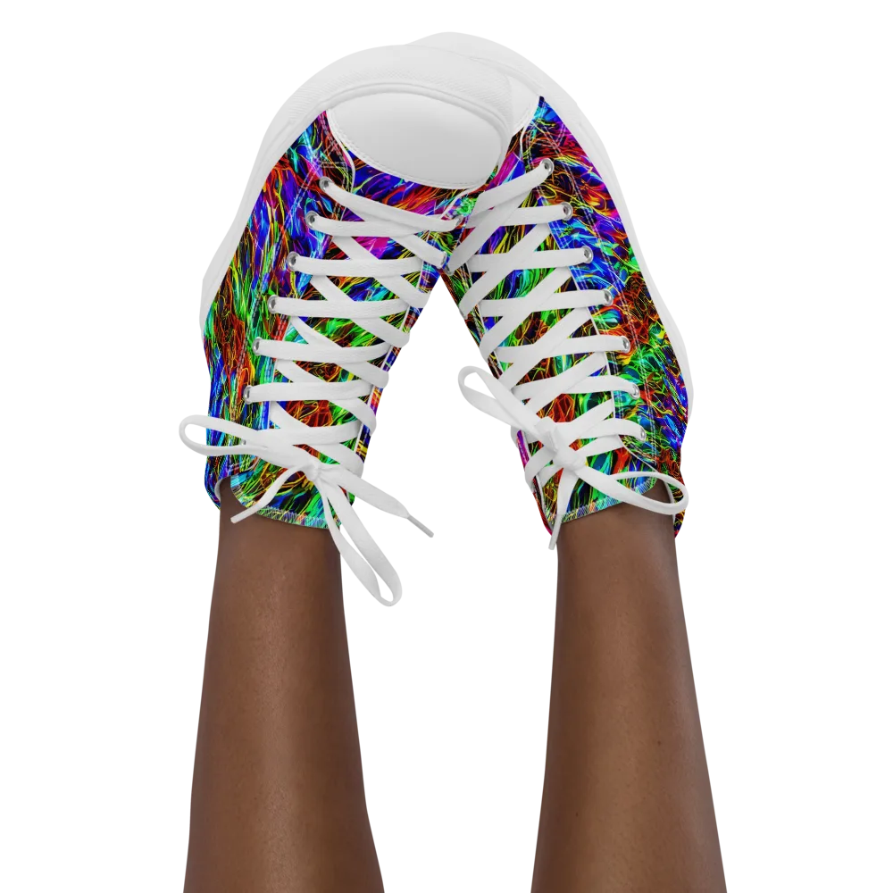 Chromatic Inferno on Women's High Top Canvas Shoes — Front