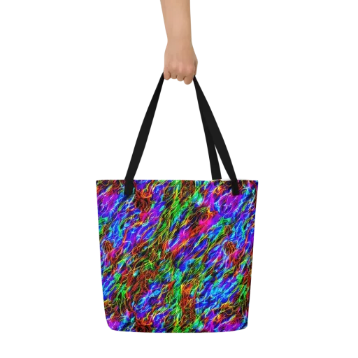 Chromatic Inferno on a Large Tote Bag W/ Pocket