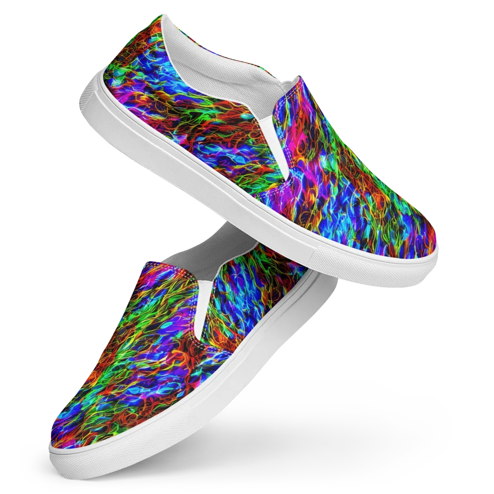 Chromatic Inferno on Women's Slip-On Canvas Shoes — Front