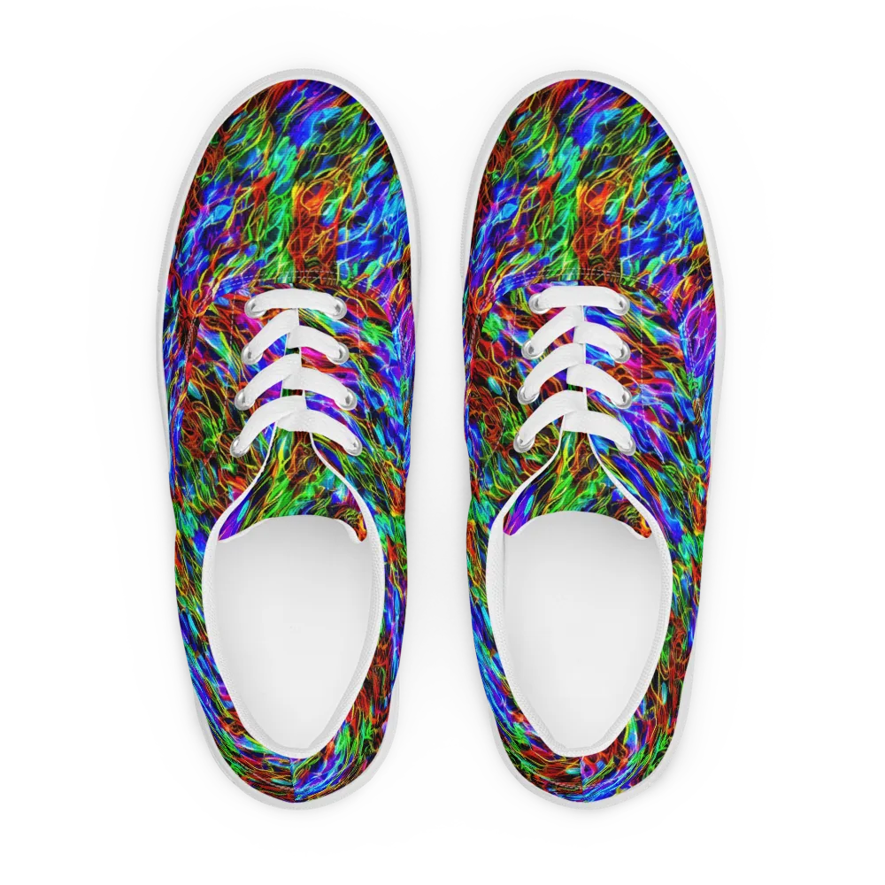 Chromatic Inferno on Men's Lace-Up Canvas Shoes — Front