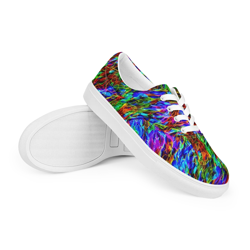 Chromatic Inferno on Men's Lace-Up Canvas Shoes — Right Front