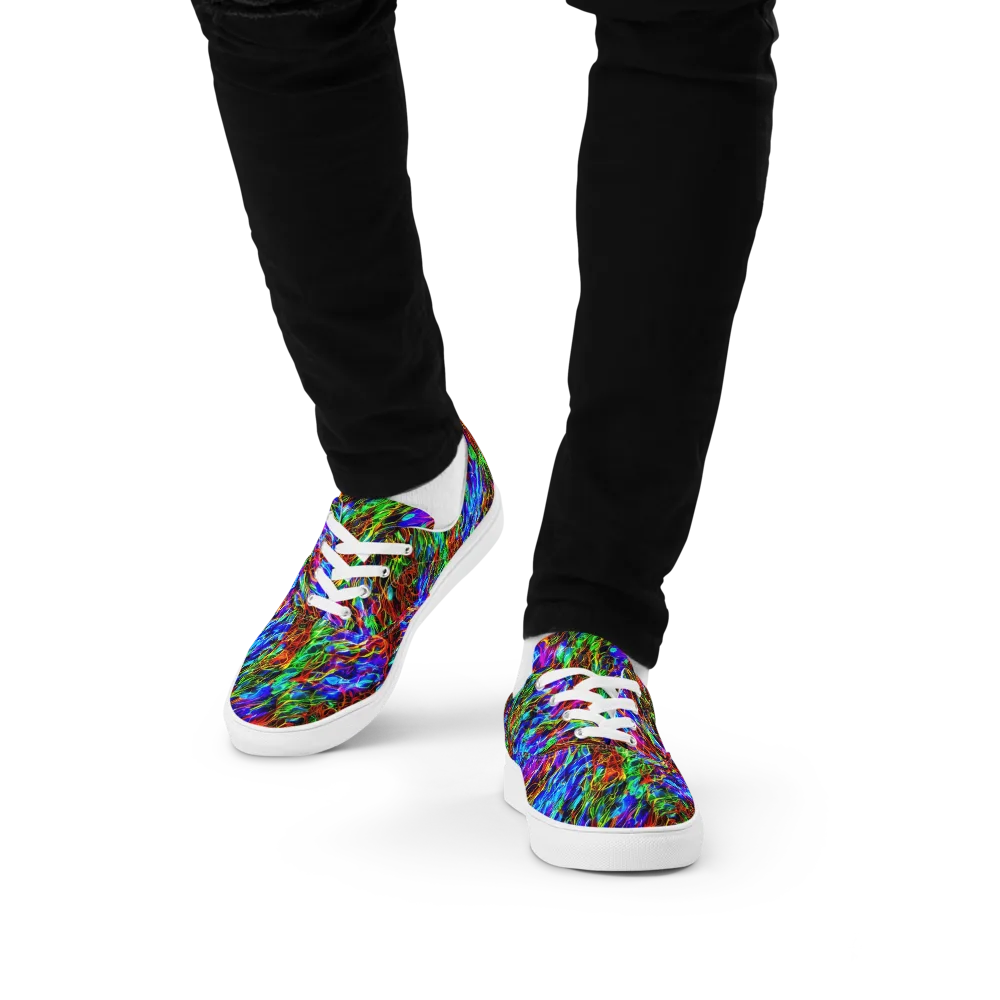 Chromatic Inferno on Men's Lace-Up Canvas Shoes — Front