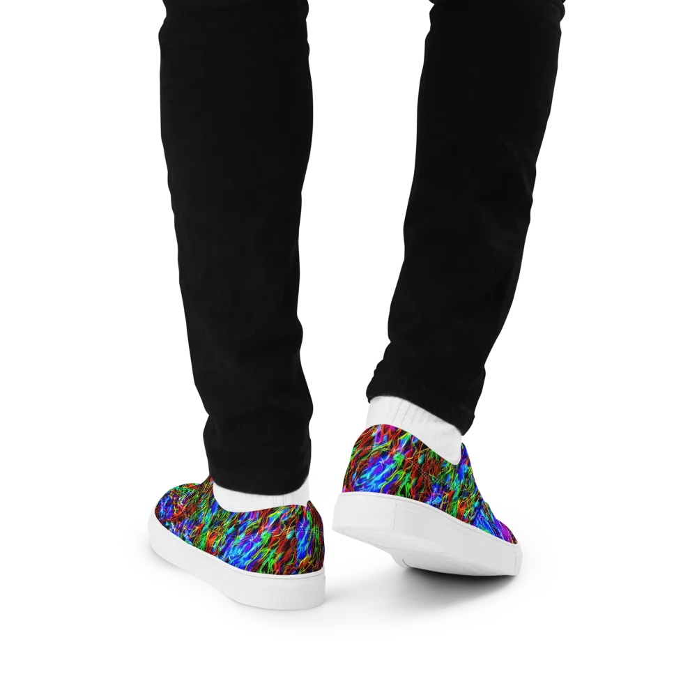 Chromatic Inferno on Men's Lace-Up Canvas Shoes — Back