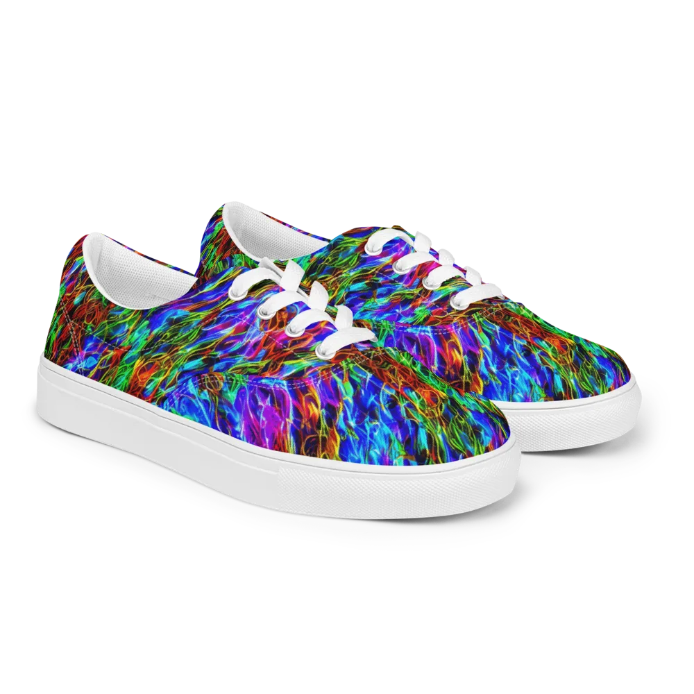 Chromatic Inferno on Men's Lace-Up Canvas Shoes — Right Front