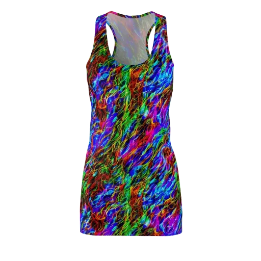 Chromatic Inferno on a Racerback Dress