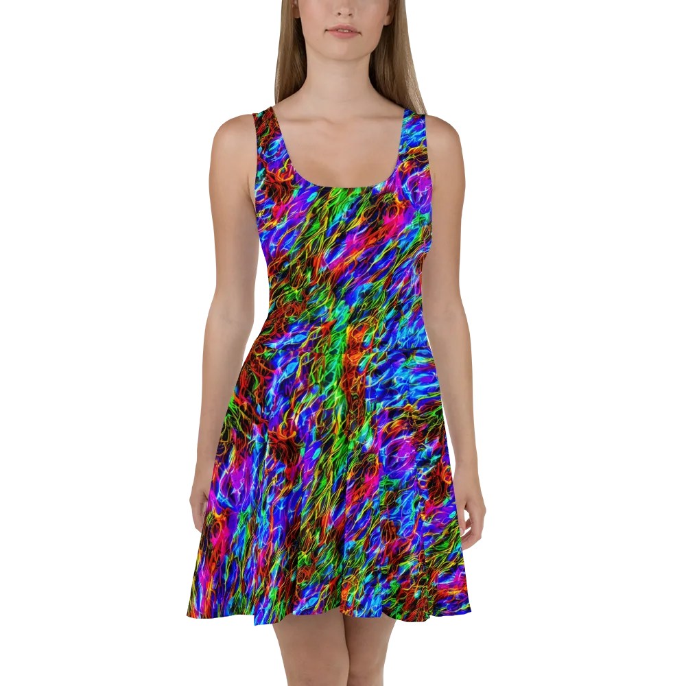 Chromatic Inferno on Skater Dress — Front