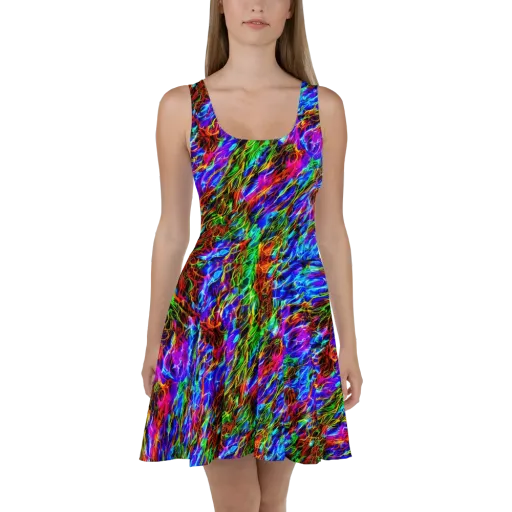 Chromatic Inferno on a Skater Dress