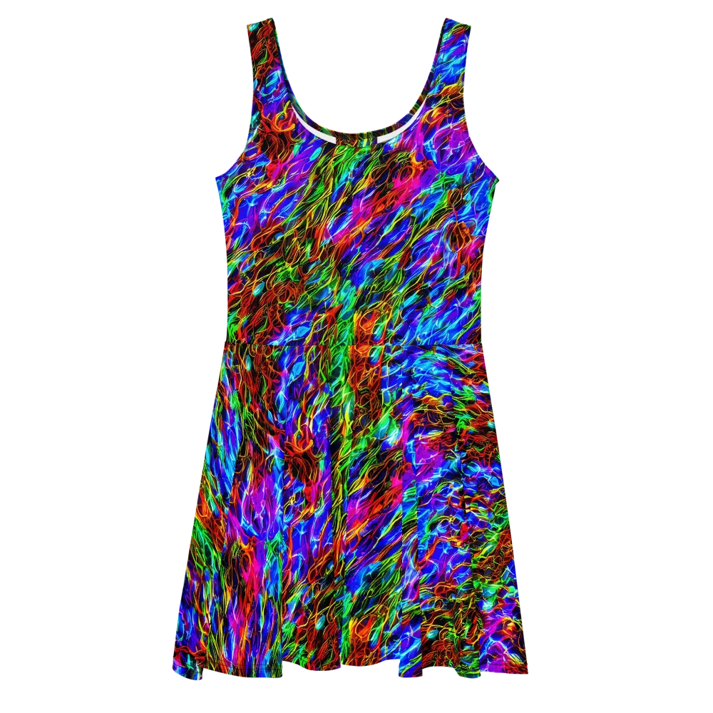 Chromatic Inferno on Skater Dress — Front